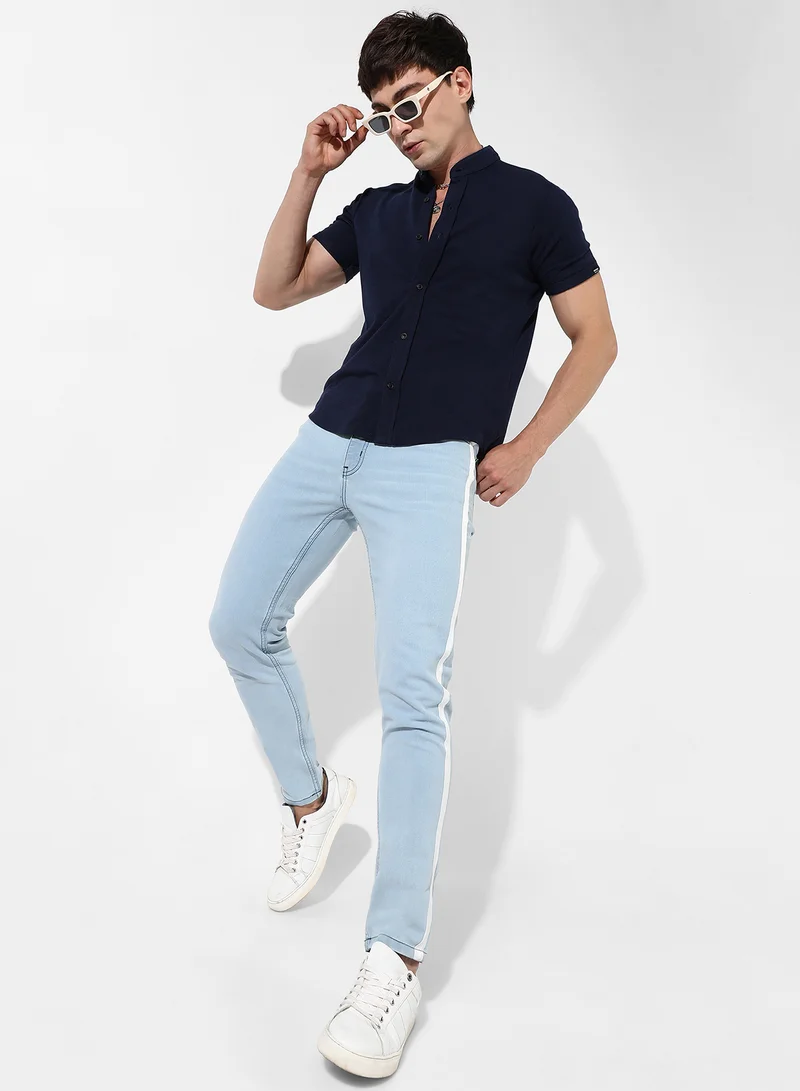 CAHOOT  Men's Black Solid Button Up Regular Fit Shirt For Casual Wear | Cotton Mandarin Collar Shirt Crafted With Regular Sleeve, Comfort Fit & High-Performance For Everyday Wear for Men | Best Price UAE